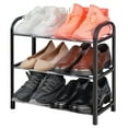 thumbnail image 1 of NiHome Compact 3-Tier Small Shoe Rack Organizer - Sturdy Metal Frame, Vertical Display Shelf for 6 Pairs of Shoes, Ideal for Closet, Hallway, Entryway, Living Room, Bedroom - Lightweight (Black), 1 of 7