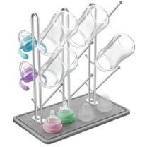 NiHome Baby Bottle Drying Rack with Diatomite Base & Stainless Steel Frame, Foldable Countertop Organizer Holds 9 Bottles, Space-Saving Stand for Water Bottles, Lids, Reusable Bags & More