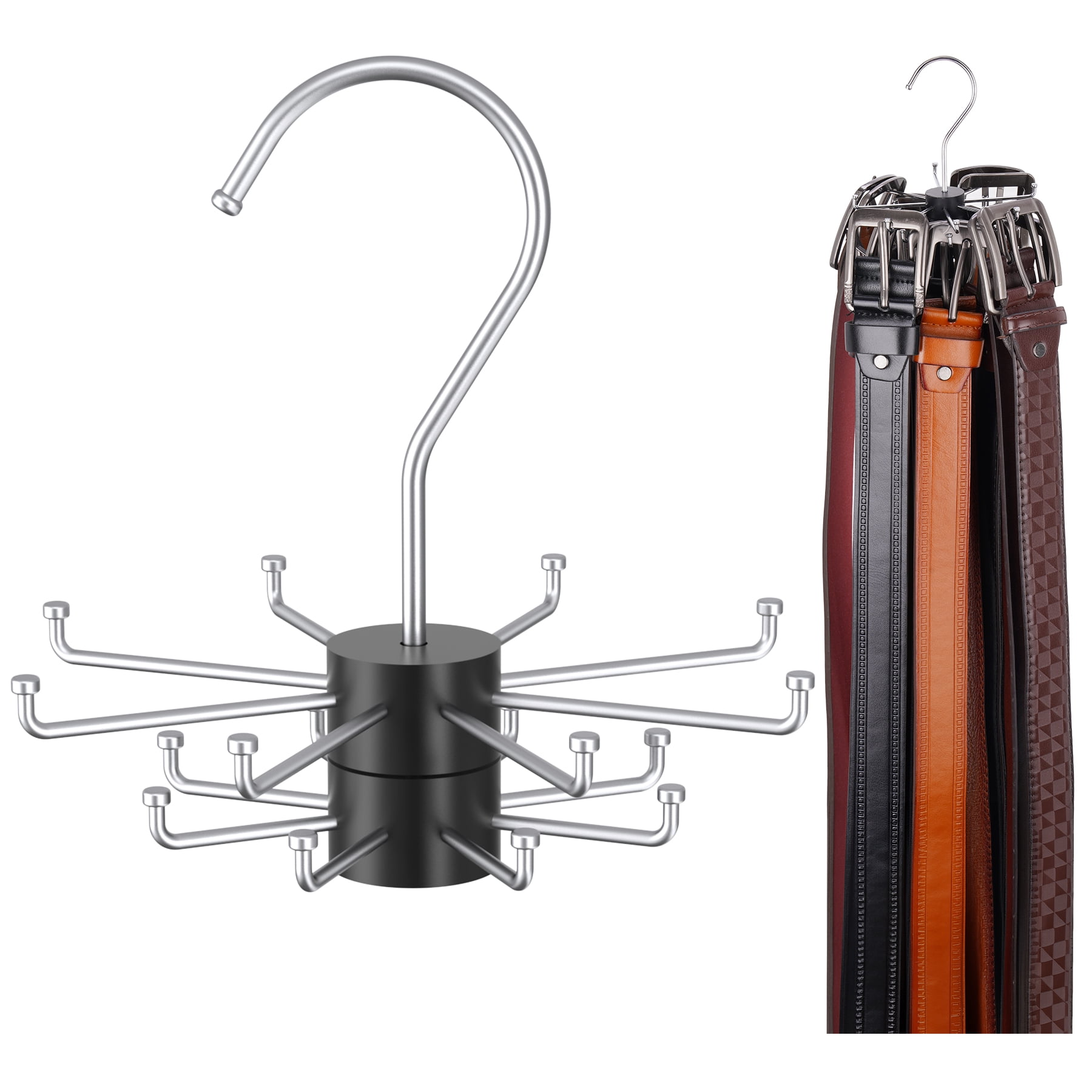 NiHome 2-Pack Double-Layer Rotating Belt Hangers for Closet, 16 Metal ...