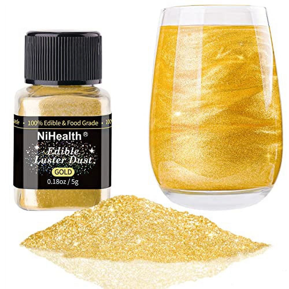 Gold Luster Dust Edible Glitter for Drinks & Desserts 15G â
