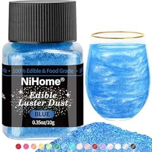 NiHome Edible Food-Grade Glitter Powder Glimmer Luster Dust Metallic Fancy Food Decorating Sprinkle Glimmery Dust for Drink Wine Beverage Cake Bakery Vegan Allergen-Free (Iridescent, 0.35oz/10g)