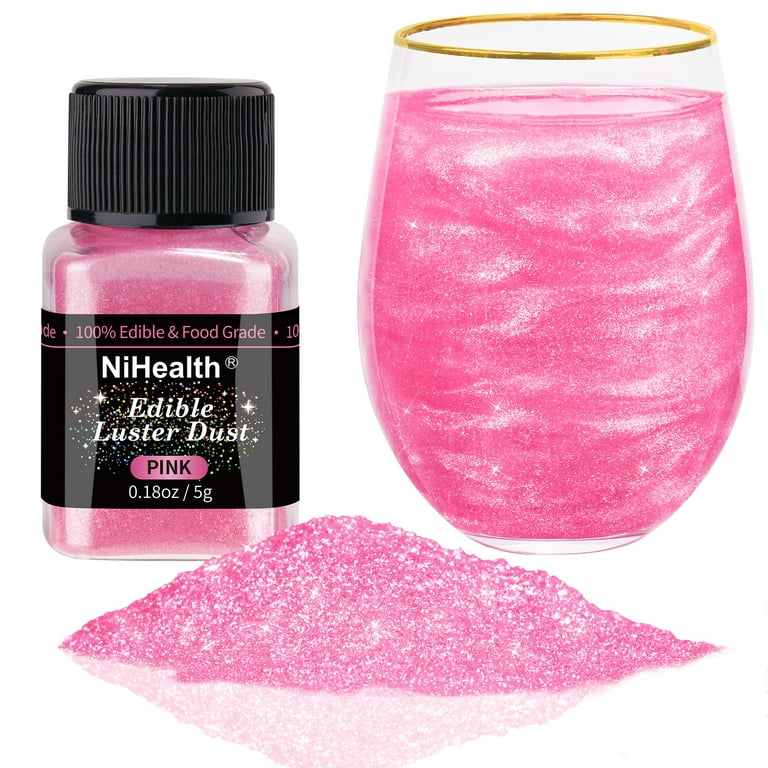 Shimmer Pink Edible Glitter For Drinks, 4g Food Grade, Sujoygar, Luster  Dust for Cake Decorating, Cocktail, Baking, Chocolate, Strawberrie