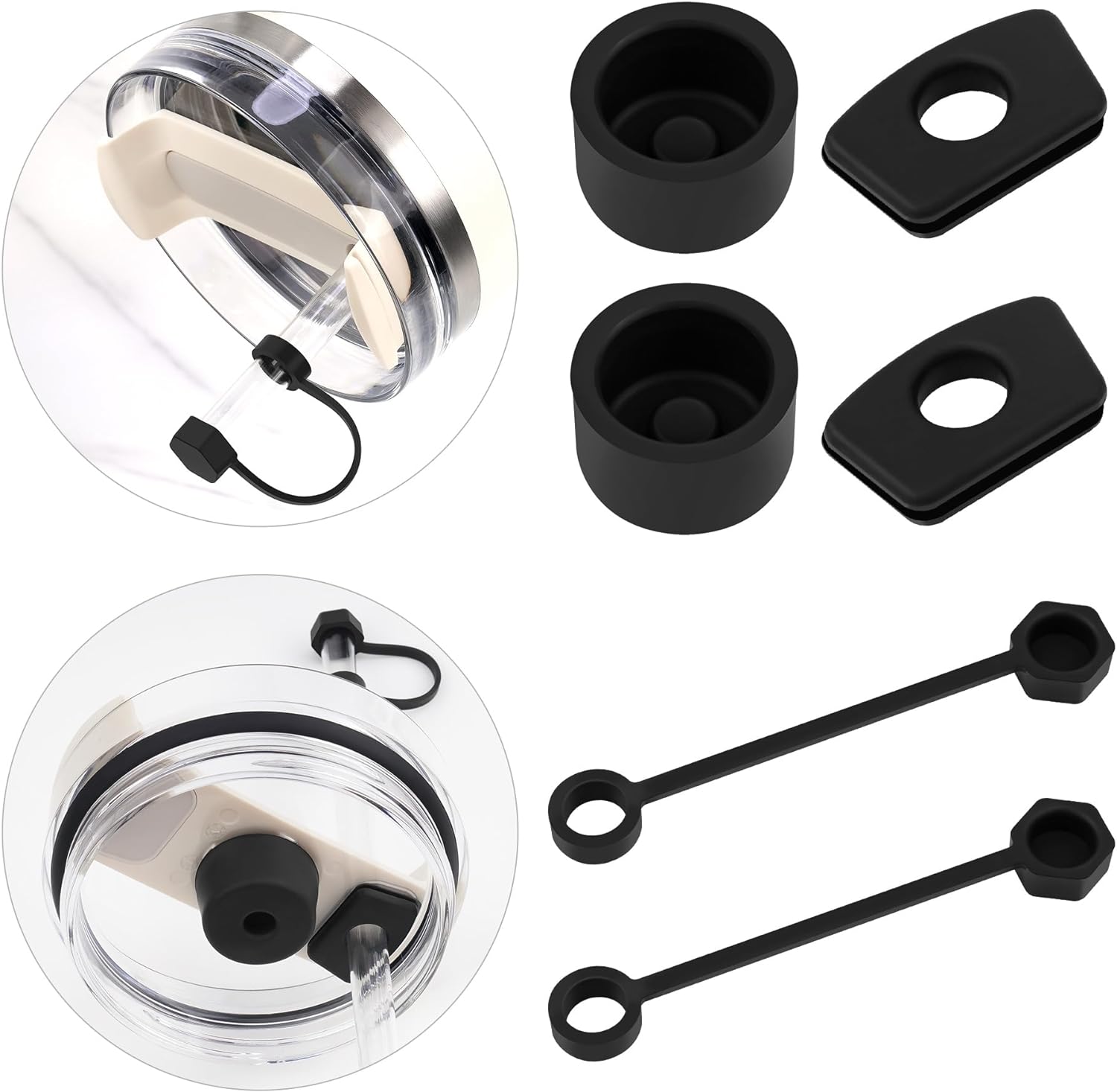 NiHome Food-Grade Silicone Spill Proof Stopper 6-Pack, Easy Installation Precision-Fit Large