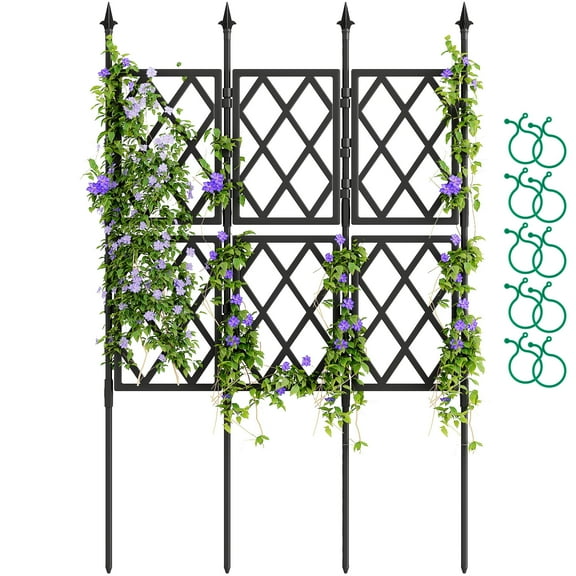 NiHome Garden Trellis Vertical Plant Stand with Modern Diamond Grid Design, Easy Assembly Durable Plastic Panels & Powder-Coated Iron Frame, Decorative Room Divider for Home and Office(50"H x 33.5"W)