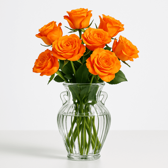 NiHome 8" Clear Glass Flower Vase with Dual Handles for Home, Wedding, Office(Clear)