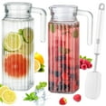 thumbnail image 1 of NiHome Glass Pitchers with Lids, 40oz Glass Water Fridge Pitcher for Drinks, Glass Water Jug with Lid & Brush, Beverage Serveware & Storage Container for Lemonade, Iced Tea, Coffee(2PCS Clear), 1 of 9