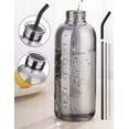 thumbnail image 1 of NiHome Glass Water Bottle 25oz/750ml with Two Caps, Stainless-Steel Straw, Brush and Silicone Cover, High Borosilicate Glass for Hot & Cold Beverages, Leak-Proof for Travel, Gym, Office (Smoky Gray), 1 of 7