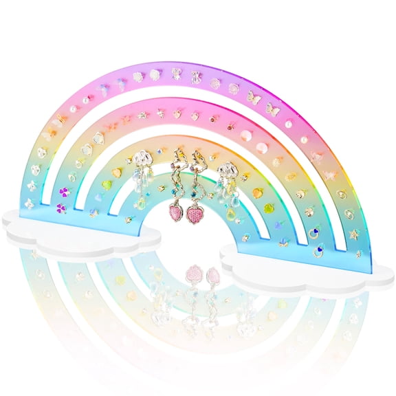 NiHome Gradient Color Acrylic Rainbow Earring Holder for Home, Office, Vanity, Lightweight Layered Display with 74 Holes for Up to 37 Pairs, Durable Fading and Deformation Resistant (Macaron Gradient
