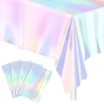 thumbnail image 1 of NiHome Iridescence Tablecover Disposable Plastic 54"x108" Blue Holographic Tablecloth, 1 of 7