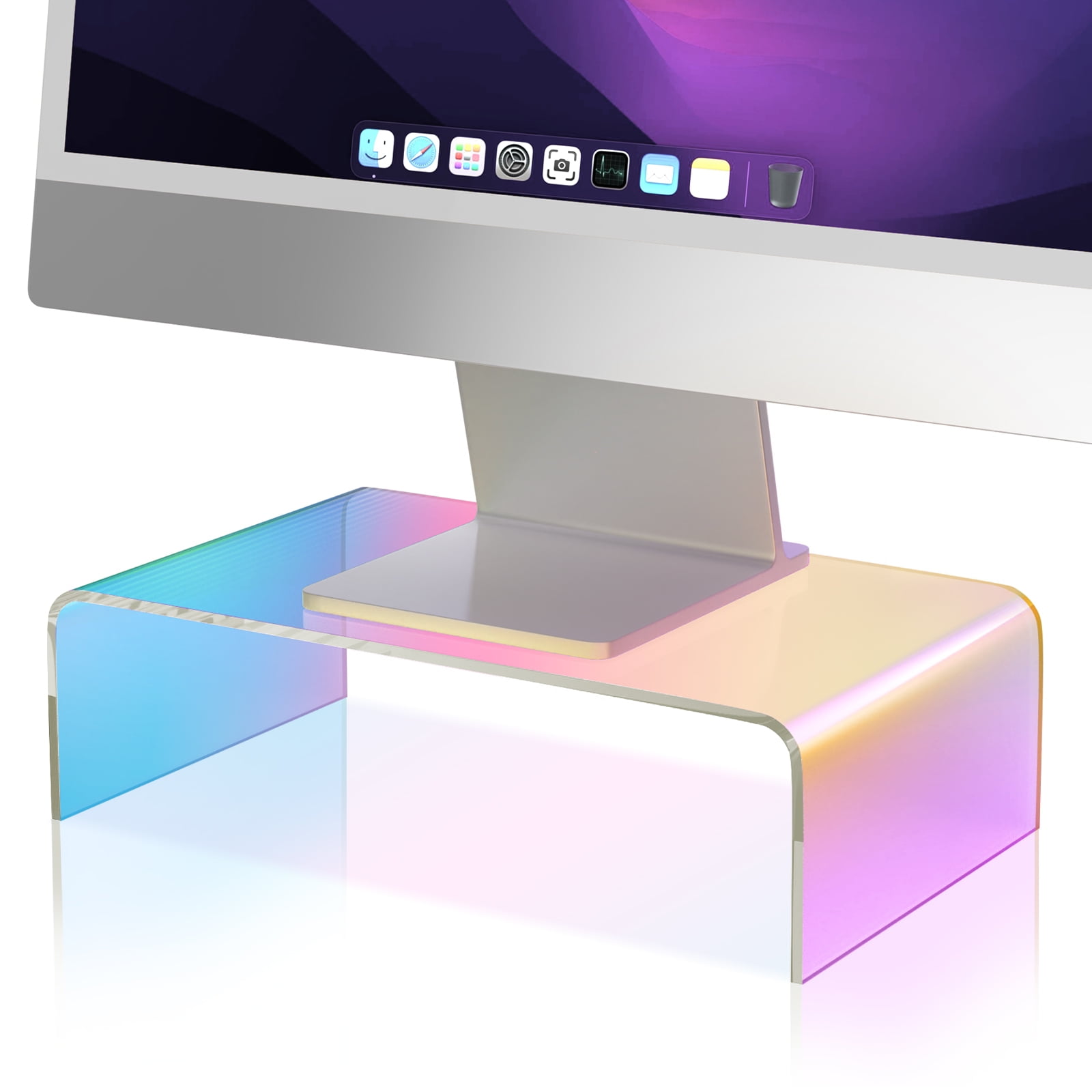 NiHome Iridescent Acrylic Computer Monitor Stand, Acrylic Laptop/PC ...
