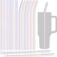 thumbnail image 1 of NiHome Iridescent Clear Glass Reusable Drinking Straws 12-Pack, 12"x0.35" Set of 6 Straight and 6 Bent with 2 Cleaning Brushes for Milkshakes, Frozen Drinks, Smoothies, Eco-Friendly & Dishwasher Safe, 1 of 7