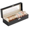 thumbnail image 1 of NiHome Bracelet Organizer & Bangle Box Lockable, Clear Lid Jewelry Storage Case with Rod for Bracelet Holder Display & Storage, Bangle Watches Organizer Box for Women Girls - PU Leather & Soft Selvet, 1 of 7