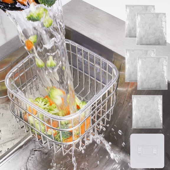 NiHome Kitchen Sink Strainer with 250 Mesh Bags, Stainless Steel Corner Basket with Adhesive Hooks, Easy Install Filter for Food Scraps, Tea Leaves, Coffee Grounds,Space-Saving Drain Catcher for Home