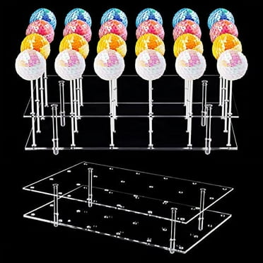 NiHome Lollipop Cake Pop Stand 24 Holes Aryclic Display Stands for Dessert Table 2-Tier Cupcake Lollipop Candy Display for Wedding Party Anniversary Holiday Celebration (Rectangle)