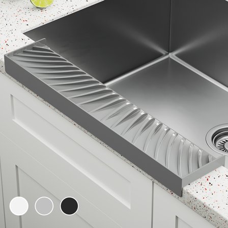 NiHome Multi-Use Silicone Kitchen Sink Edge Guard for Stone Countertop Edges 3.15"-4" Wide, Upgraded Slope Design with Raised Drainage Channels, Protector for Kitchen Sink, Bathtub, Wash Basin (Gray)