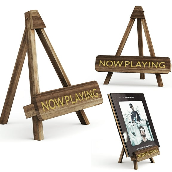 NiHome Now Playing Retro Wood Vinyl Record Stand, Stylish Vinyl Display Holder Home Dcor, Multifunctional Organizer for Albums, Records, Magazines and Photos (2PCS)