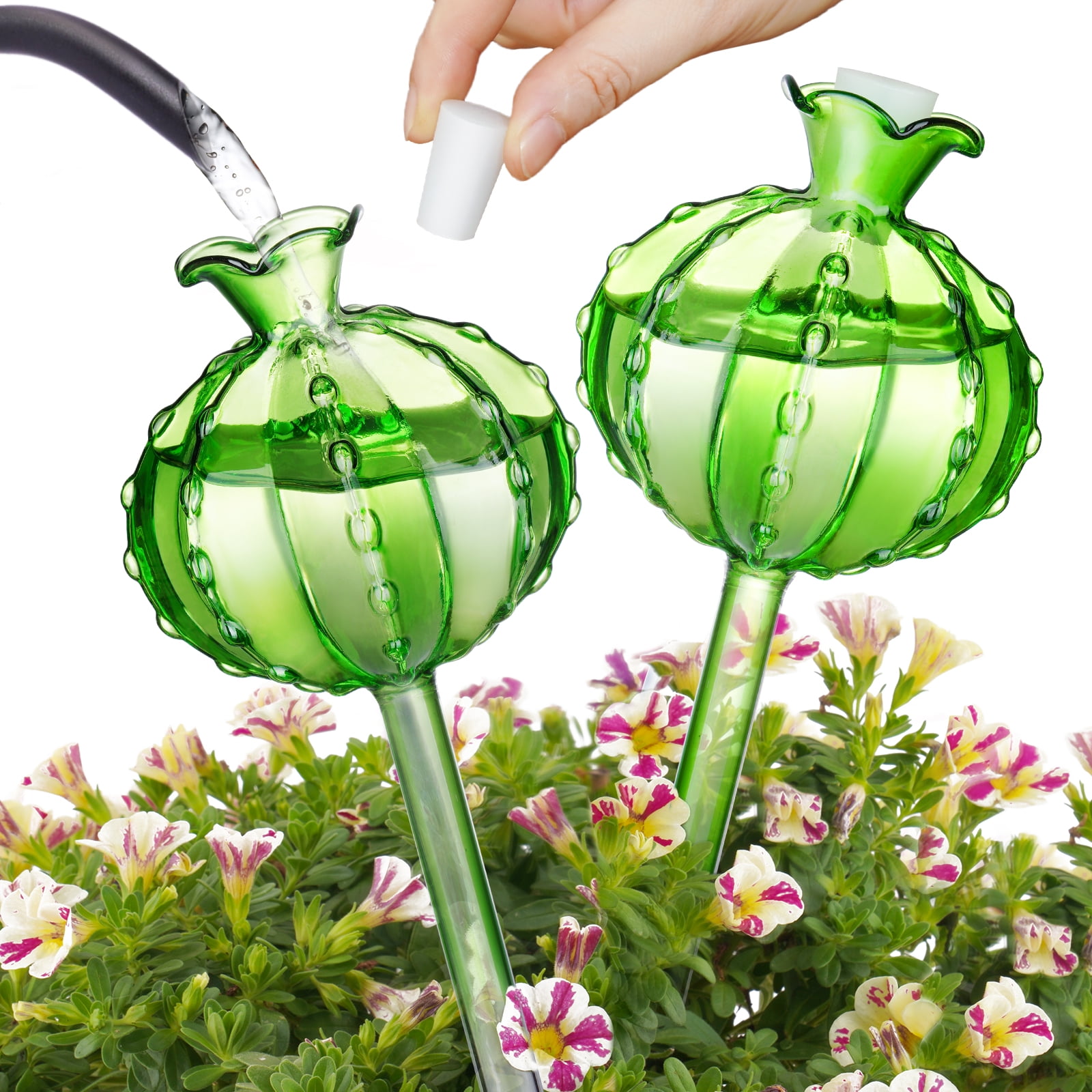 Globe Arrosage Verre Iris Cactus Plantes Pot Arrosage Auto Globes D' arrosage Automatique NiHome - Lot De 4 En Verre Iris Forme Cactus - 140ml  - Pour Plantes En Pot - Systme D'irrigation Systme Irrigation