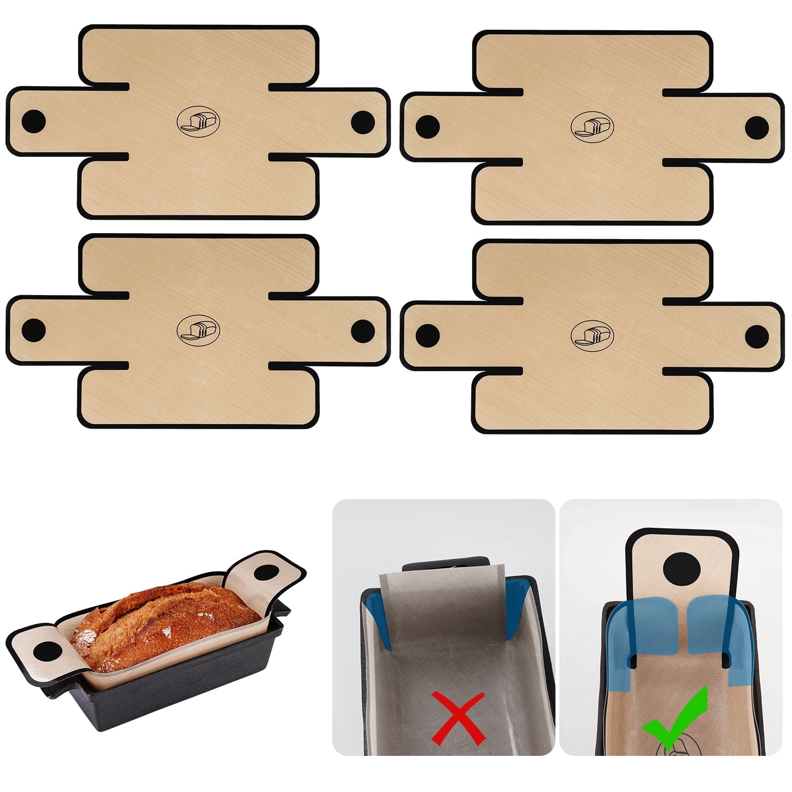 NiHome 4-Pack Silicone Bread Loaf Pan Liners, Reusable and Nonstick ...