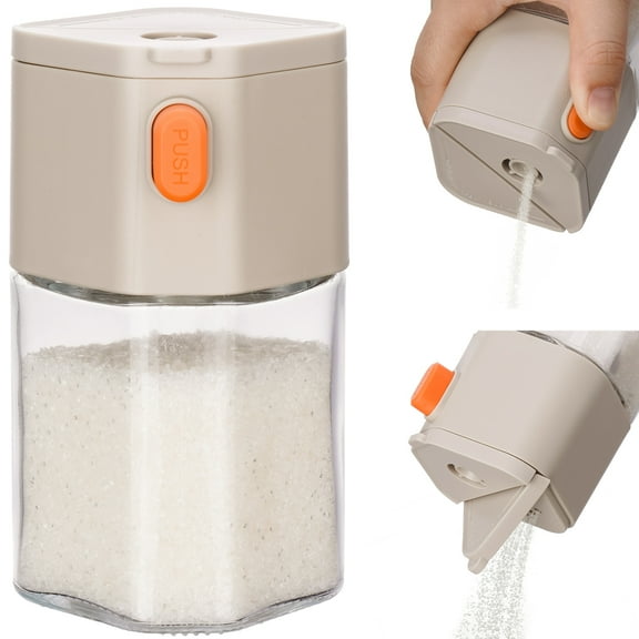 NiHome Sugar Dispenser with Dual Outlet Design, One-Hand Operation Kitchen Container for Granulated Sugar, 6oz Clear Body, Easy Refill Wide Opening for Cooking, Baking, and Beverage Use