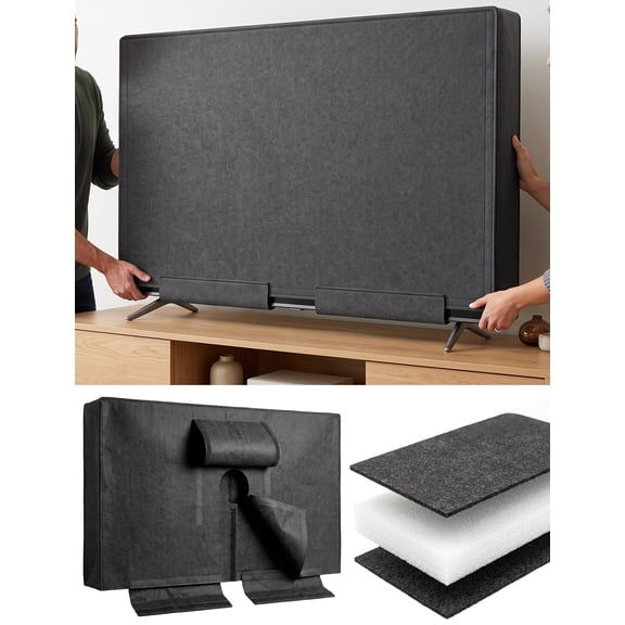 NiHome TV Moving Cover 60-65 Inch, Felt Flat Screen Dust Protector, Black Felt TV Cover for Moving, 2mm Foam Pad, Fits 60-65 Inch Screens, Open Back for Wall Mounts, Dust Shield for Storage