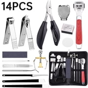 NiHome 14-In-1 Nail Care Set for Thick and Ingrown Nails for Men, Women, Seniors, Heavy-Duty Toenail Clipper Kit with Travel Case, Stainless Steel Trimmer, Dual Spring Cutter with Non-Slip Handle