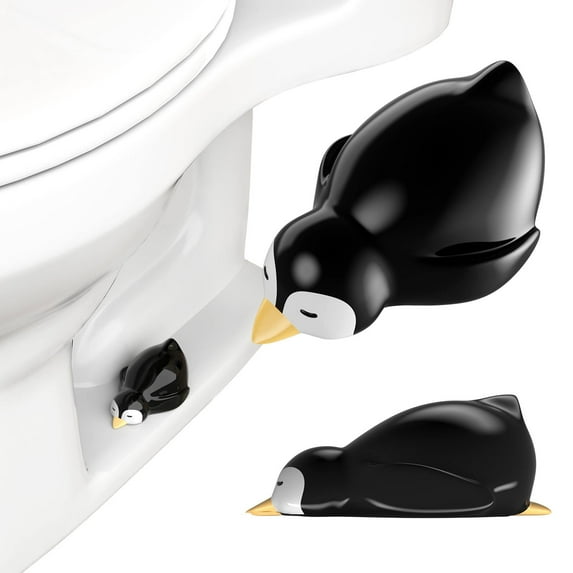 NiHome 2 PCS Resin Penguin Toilet Floor Bolt Cover Caps for Bolts Up to 1.05 Inches, Hand-Painted Fun Decorative Bathroom Accessories, Easy Installation No Tools Required, Durable and Easy to Clean