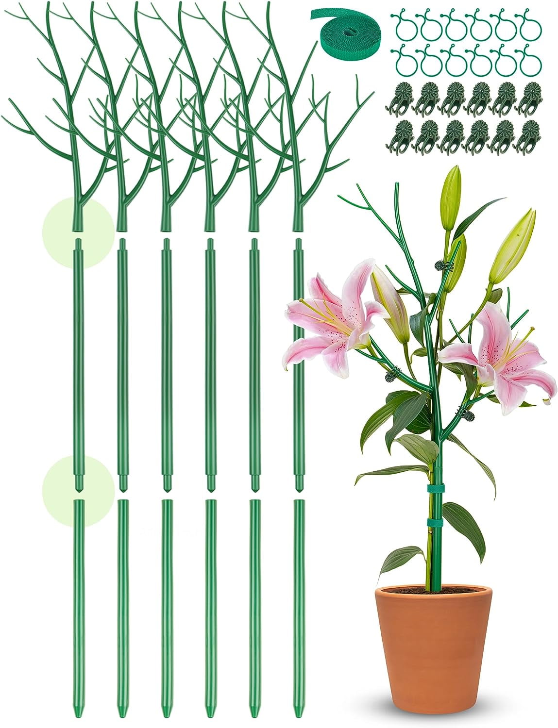 NiHome Twig Plant Support Stake Set, 39.7" Monstera Plant Support, 6