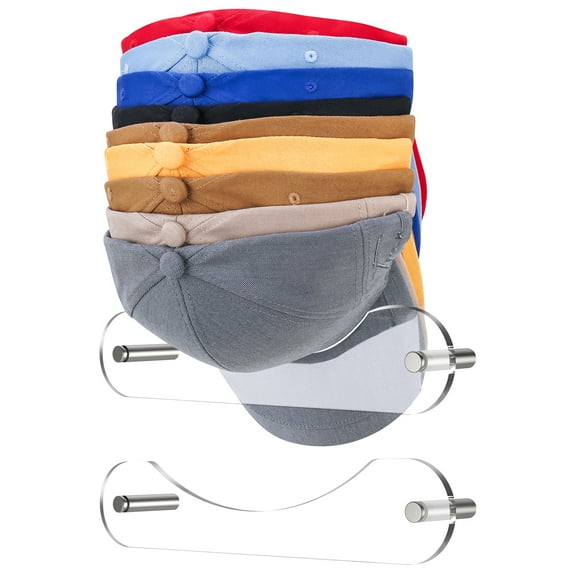 NiHome 2 Pcs Wall Mount Acrylic Hat Rack Organizer for Baseball Caps,Space-Saving Storage for Closets, Entryways, Living Rooms, Bedrooms,Sturdy Rack with Unique Floating Display for Various Hat Sizes