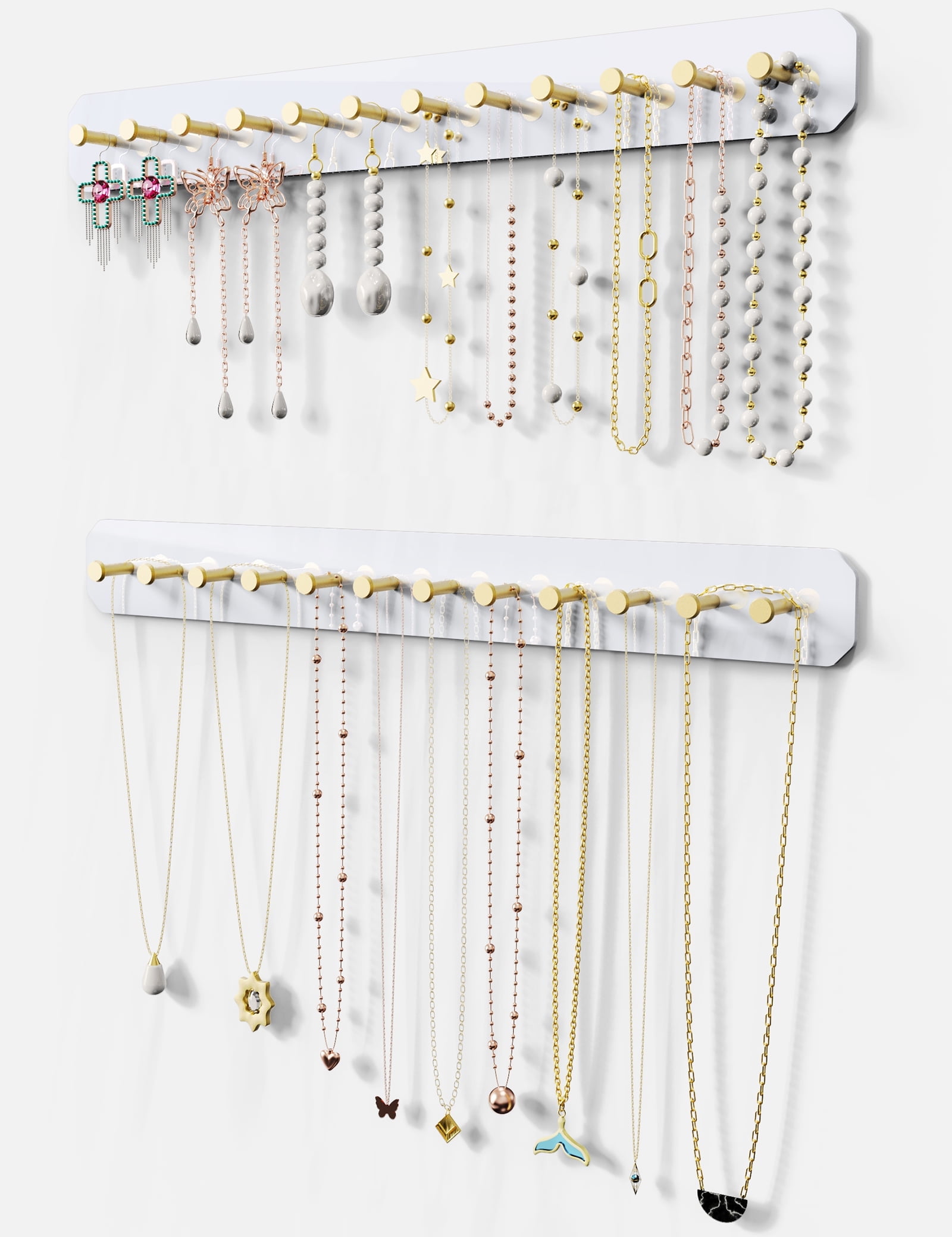 NiHome Wall Mounted Acrylic Jewelry Organizer 2-Pack, Durable Sleek ...