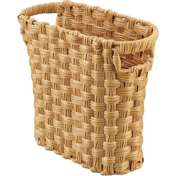 NiOffice Handwoven Wicker Wastebasket with Built-In Handles, Multifunctional Mini Trash Can and Organizer for Home & Office, Compact Design and Durable Construction with Fine Artisanal Craftsmanship