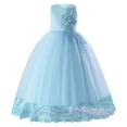 thumbnail image 1 of NiSHUIHAN Baby Girl Dress Children's Formal Attire Including Long Floral Dresses Princess Dresses Flower Children Dresses Wedding Dresses Etc Blue 130, 1 of 3