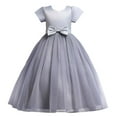 thumbnail image 1 of Huvoen Cute Dress Kids Dress Girls Sleeveless Princess Dress Bow Tie Lace Flowers Mesh Dress Tufted Dress Gray 7-8 Years, 1 of 5