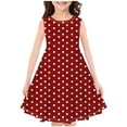 thumbnail image 1 of NiSHUIHAN Cute Dresses for Women Summer Fashion Girls Summer New Sleeveless Round Neck Printed Dress Wine 140, 1 of 3