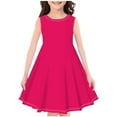thumbnail image 1 of NiSHUIHAN Girls Crew Neck Sleeveless Casual A-Line Swings Dress Toddler Summer Sundress Pinks 110, 1 of 3