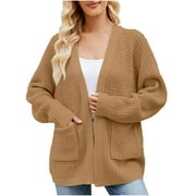 NiSHUIHAN Green Cardigan Women Women's New Mid Length Slouchy Knitted Sweater Cardigan Brown m