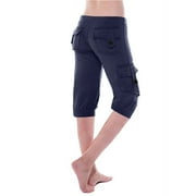 NiSHUIHAN Plus Size Bermuda Shorts for Women Women Workout Out Leggings Stretch Waist Button Pocket Yoga Gym Loose Half Shorts Pants Navy s