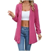 NiSHUIHAN Womens Cardigan Fashion Women Solid Color Long Sleeve Cardigan Comfortable Breathable Tops Pinks l