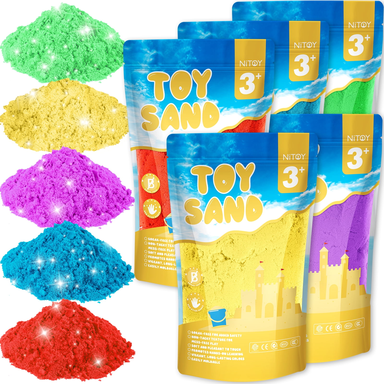 11lbs Multicolor Moldable Self-Sticking Play Sand for Kids