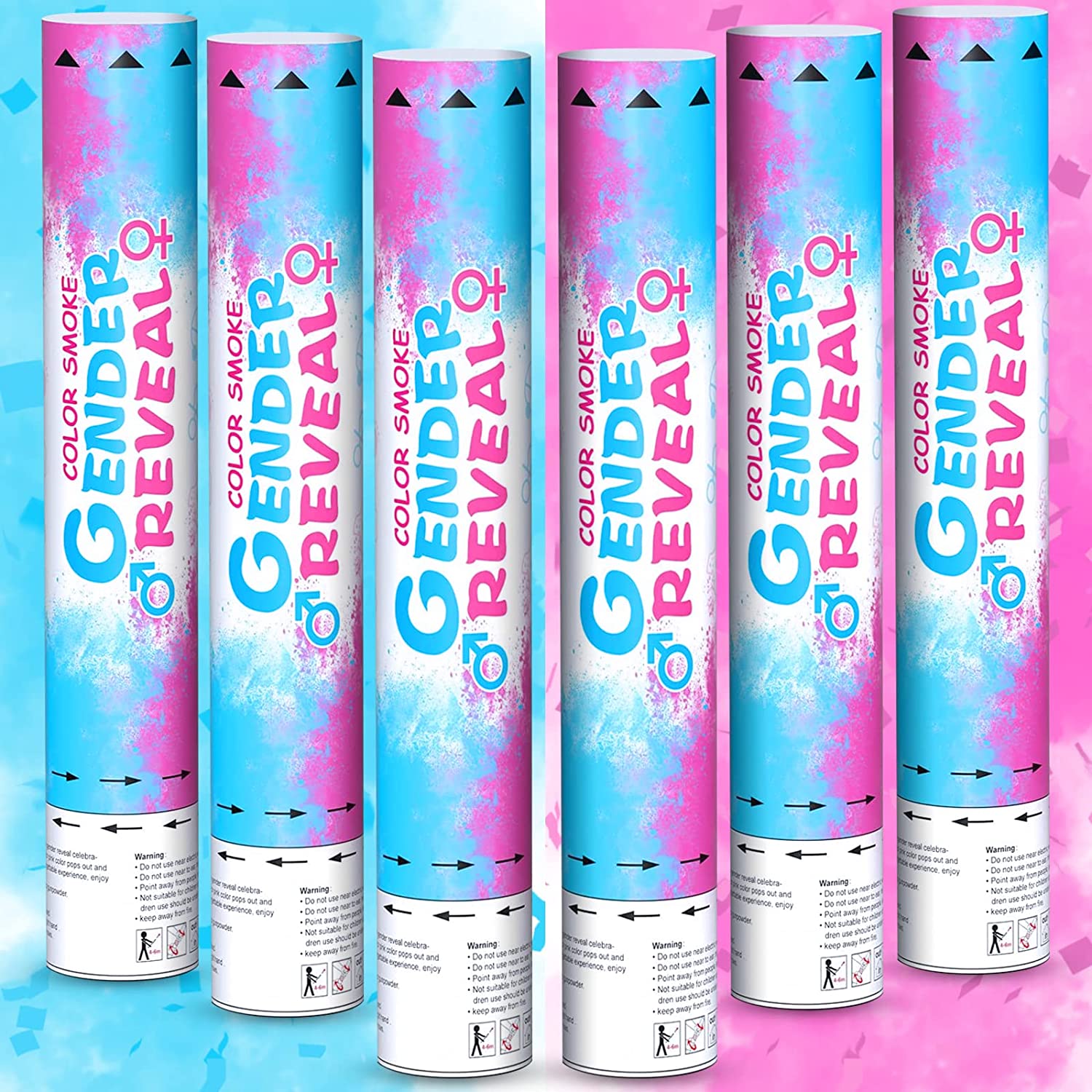 NiToy 6PCS Boy or Girl Baby Gender Reveal Confetti Powder Cannon Popper