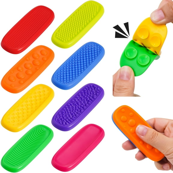 8-Pack Silicone Fidget Toys for Kids & Adults, Textured Sensory Toys with Suction Cups for Stress Relief, Focus, Anxiety, Washable & Reusable Mini Desk Fidget Toys for Classroom, Office, Travel