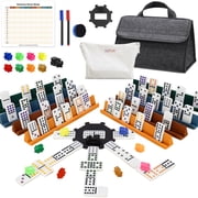 Nitoy Mexican Train Dominoes Set for Adults, Double 12 Dominoes with 8 Silicone Racks, 91 Color-Coded Tiles, Hub, 9 Train Markers, Scoreboard & Carry Bags - Classic Family Board Game