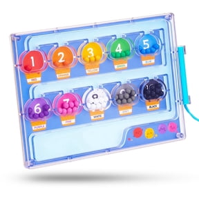 Blue Magnetic Color & Number Maze – Montessori Wooden & ABS Toddler Puzzle Board with Secured Panel, Fine Motor Skills & Color Matching Educational Toy for Kids Ages 3+ (Blue)