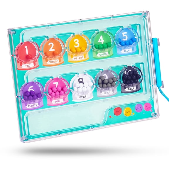 Mint Green Magnetic Color & Number Maze – Montessori Wooden & ABS Toddler Puzzle Board with Secure Screwed Panel for Safe Play, Fine Motor Skills & Educational Counting Toy for Kids Ages 3+ (Green)