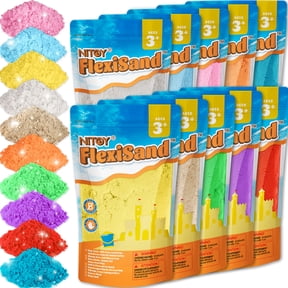 NiToy FlexiSand Value Pack 19lbs of 10 Colored Moldable Self-Sticking Sand, Never Dries Out-Fun for 3 Years and up Kids Bulk Refill for Sensory Sand Box Toys, Ideal for Shaping, Squeezing and Molding