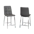 thumbnail image 1 of Nia 24" Counter Height Gray Faux Leather Barstools w Metal Legs Set of 2, 1 of 6