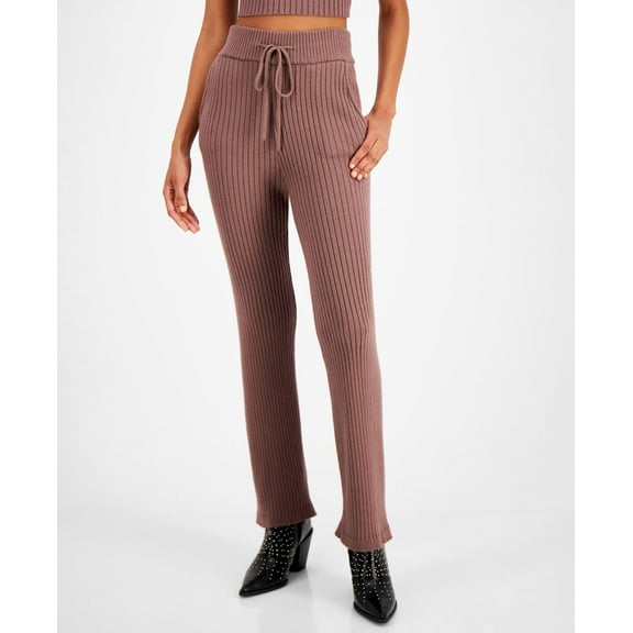 Nia Ribbed Sweater Pants, Mink, Large