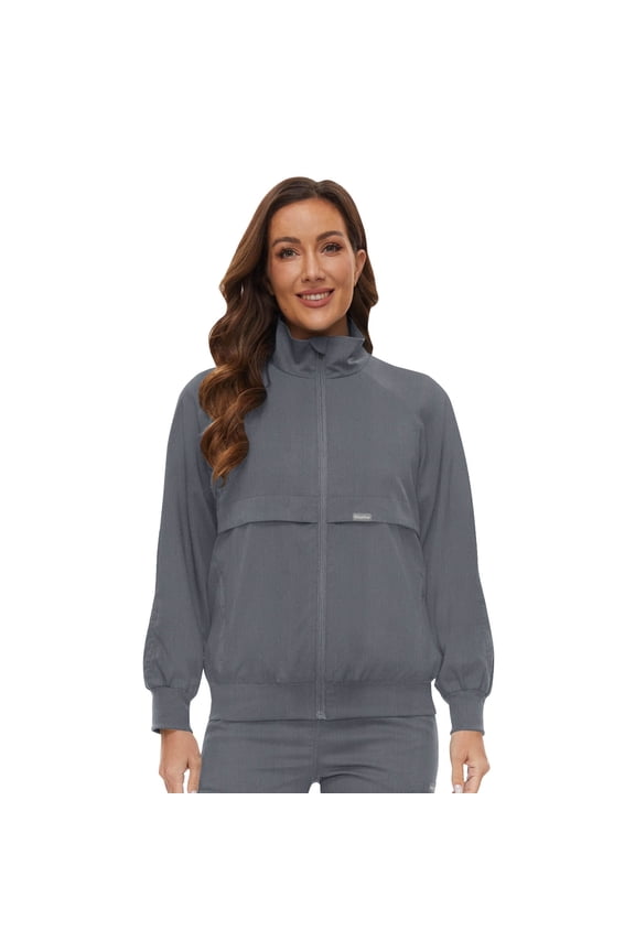 Scrub Jackets for Women - Long-Sleeve Stand-Up Collar Zipper Uniform, Medical Scrub Jacket for Nurses and Doctors, 7 Colors