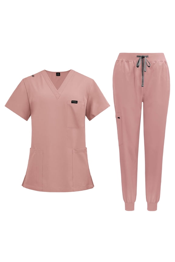 Niaahiaa Scrubs for Women Set Classic V-Neck Top and Yoga Jogger Pant Medical Nursing Uniform Scrubs Set Clearance