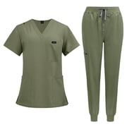 Niaahiaa Scrubs for Women Set Classic V-Neck Top and Yoga Jogger Pant Medical Nursing Uniform Scrubs Set