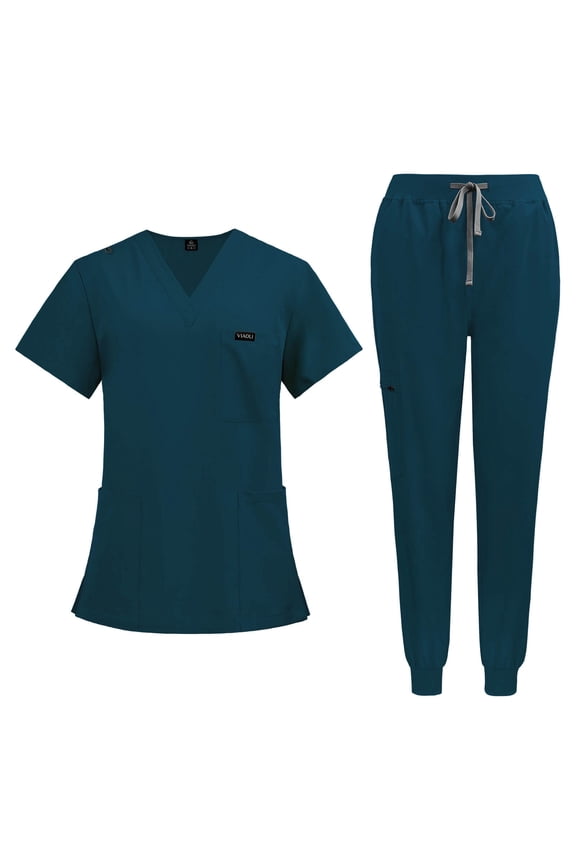 Niaahiaa Scrubs for Women Set Classic V-Neck Top and Yoga Jogger Pant Medical Nursing Uniform Scrubs Set Clearance